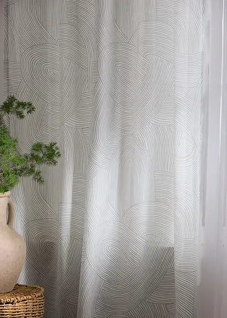 Függöny fenntartható anyagból (1 db) • fehér/szürke • bonprix áruház