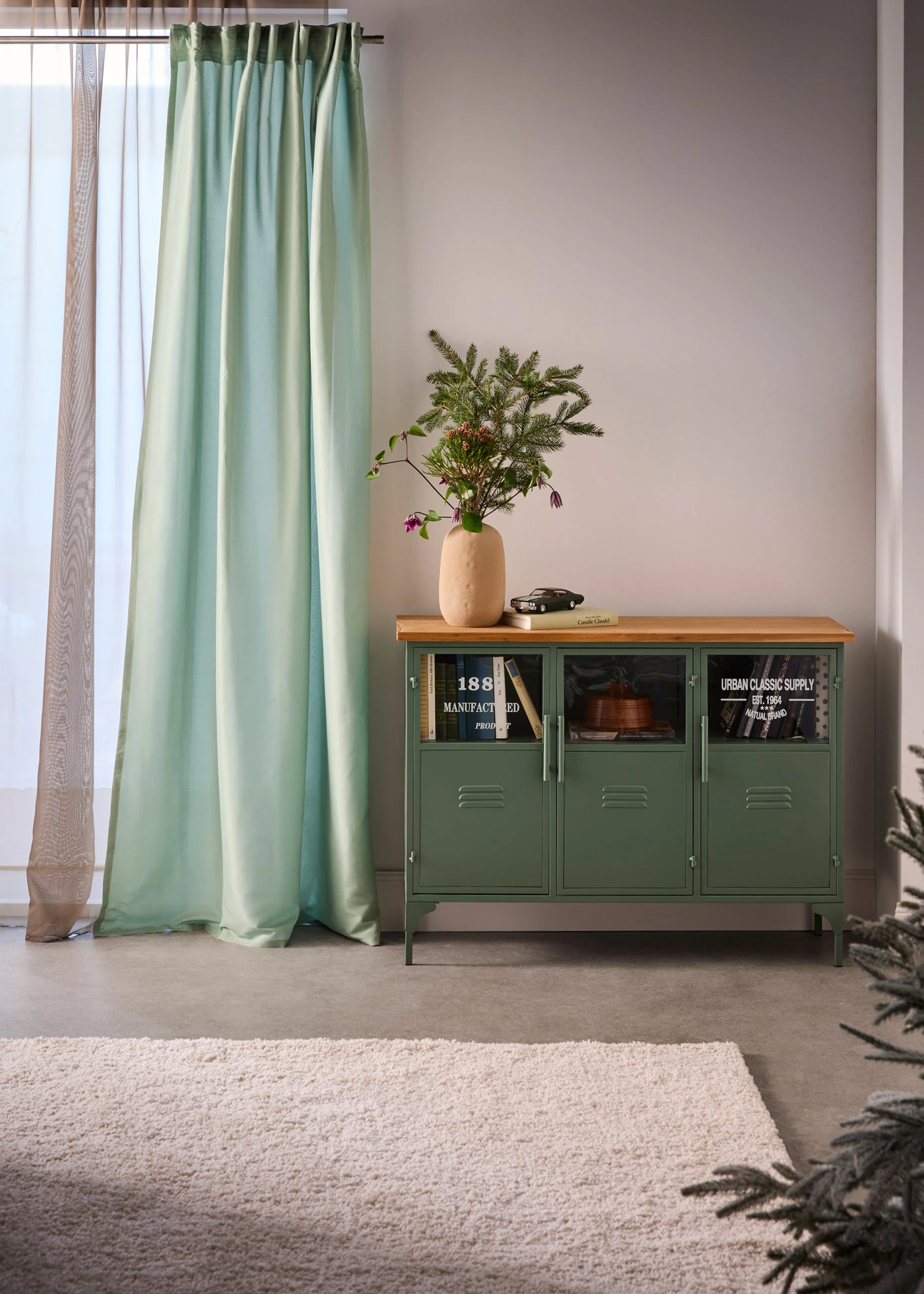 Gordijnen van microvezel (2 stuks) • lindegroen • bonprix online shop