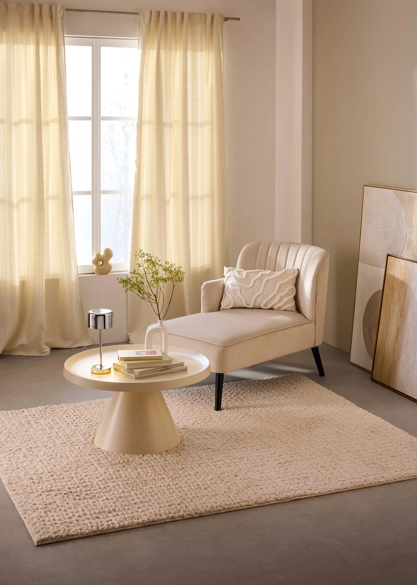 Rideau opaque en velours chenille doux (1 pce) • crème • Boutique bonprix