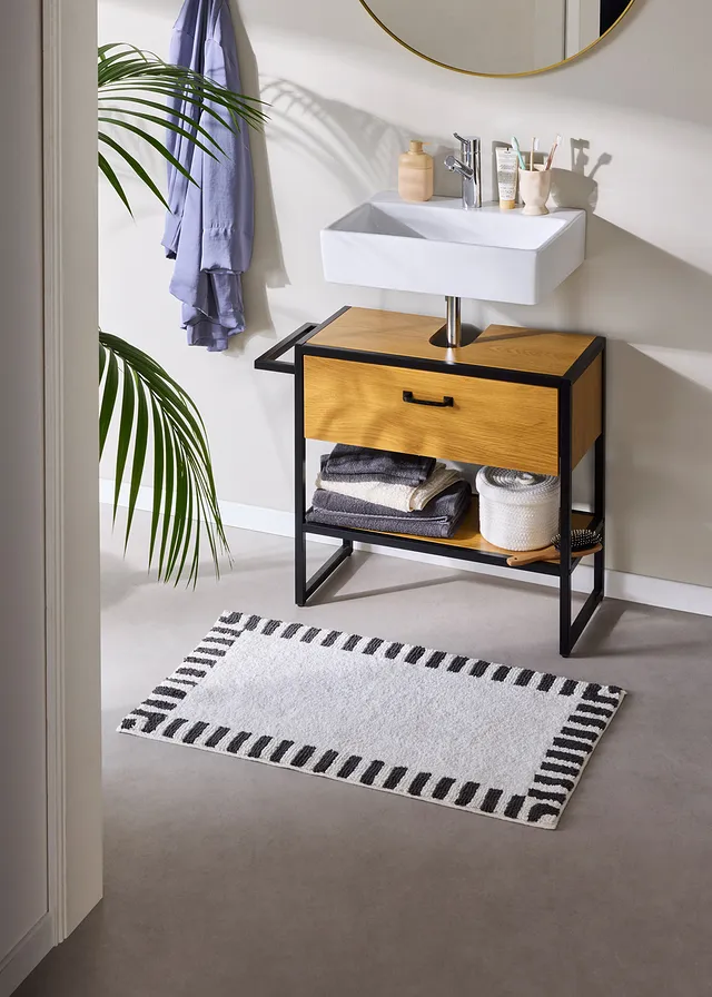 Badmat met minimalistisch design, Kleur: zwart divers