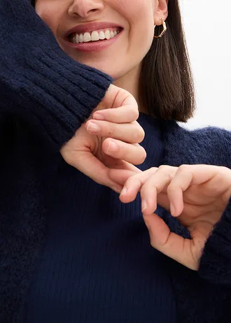 Jachetă oversize din tricot cu ochiuri mari • bleumarin • magazin bonprix