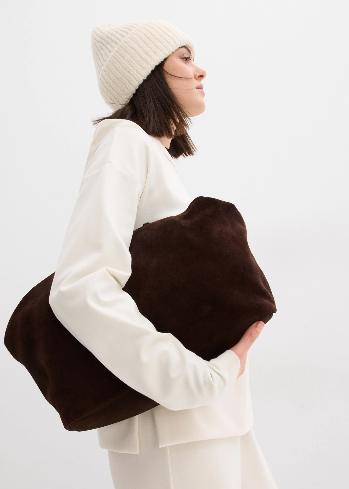 Mikina s kapucňou z pohodlného Punto di Roma • perlovo biela • obchod bonprix