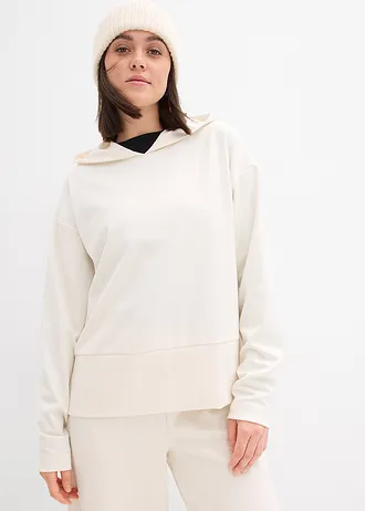 Sweat à capuche en jersey milano confortable • blanc nacré • Boutique bonprix