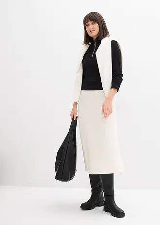 Geribd shirt in een zachte viscosemix, Kleur: zwart