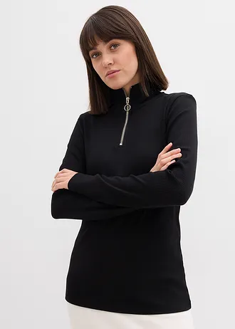 Bluză ripsată din material moale cu viscoză • negru • magazin bonprix