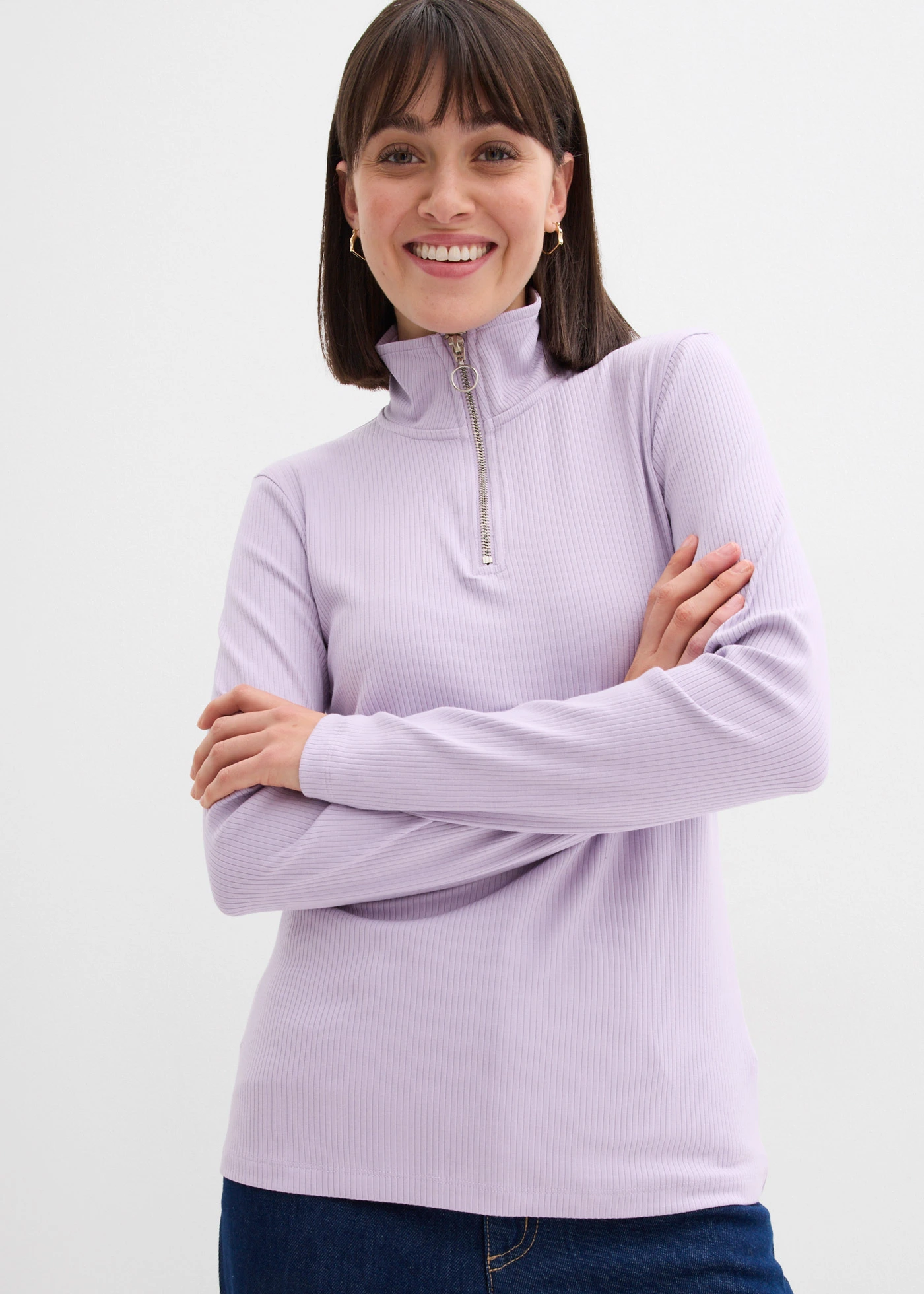 Bluză ripsată din material moale cu viscoză • liliachiu pastel • magazin bonprix