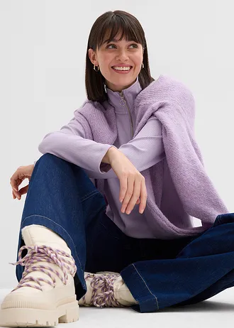 Bluză ripsată din material moale cu viscoză • liliachiu pastel • magazin bonprix