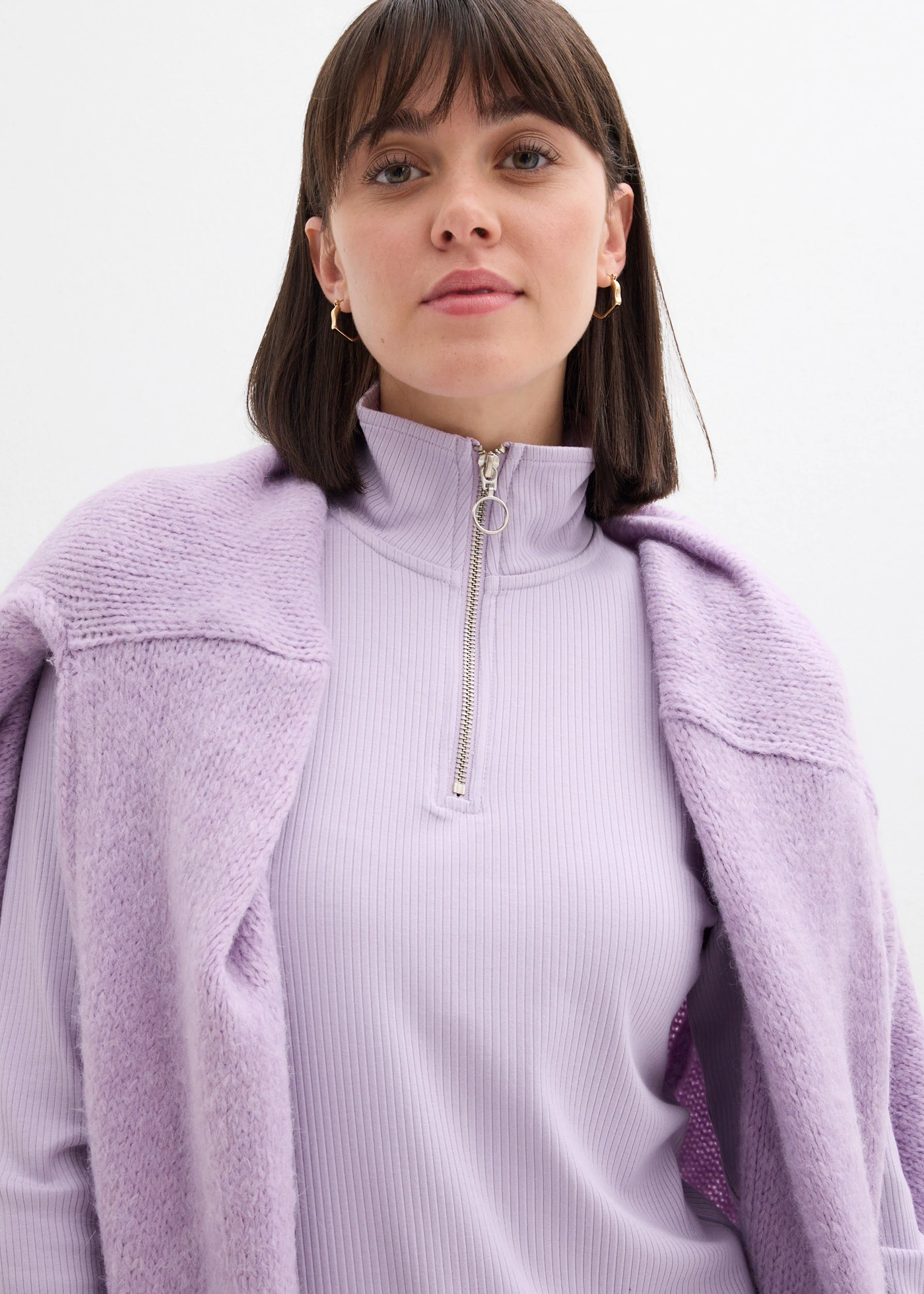 Geribd shirt in een zachte viscosemix • zacht lila • bonprix online shop