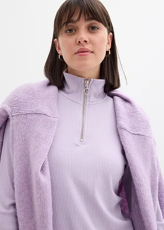 Bluză ripsată din material moale cu viscoză • liliachiu pastel • magazin bonprix