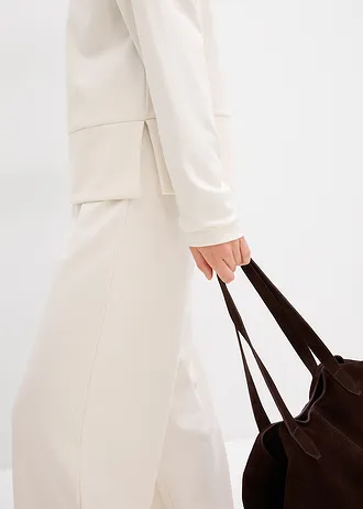 Bluza z kapturem z wygodnej dzianiny punto di roma • biały perłowy • sklep bonprix