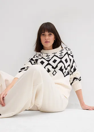 Pull norvégien oversize • blanc nacré norvégien • Boutique bonprix