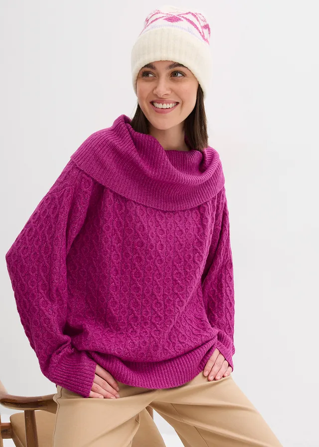 Pull à motif torsadé • fuchsia foncé • product-page.page-title-suffix