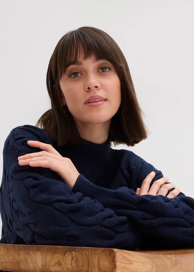 Pulover oversize din amestec moale cu viscoză • bleumarin • magazin bonprix