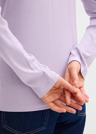 Bordás póló puha viszkóz-keverékből • halvány orgonalila • bonprix áruház