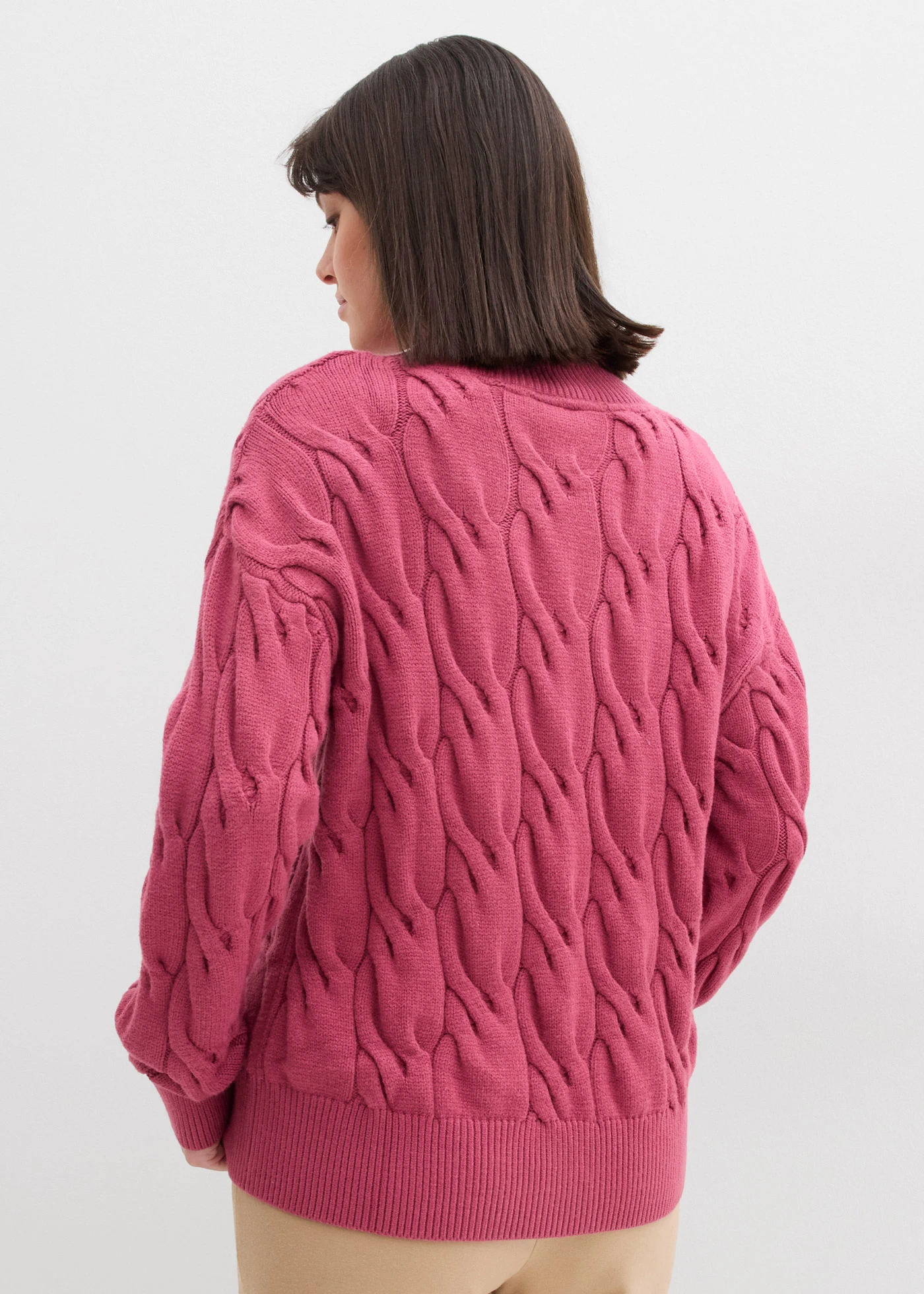 Oversized trui in een zachte viscosemix • kersbloesemroze • bonprix online shop