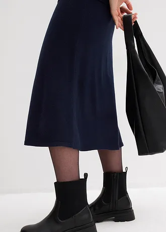 Fustă midi tricotată din amestec moale de viscoză • bleumarin • magazin bonprix