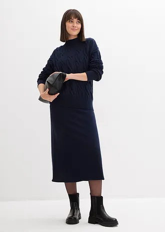 Midirok in een zachte viscosemix, Kleur: donkerblauw