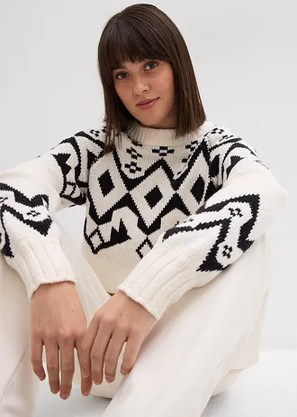 Pulóver oversize s nórskym vzorom • perlovo biela nórsky vzor • obchod bonprix