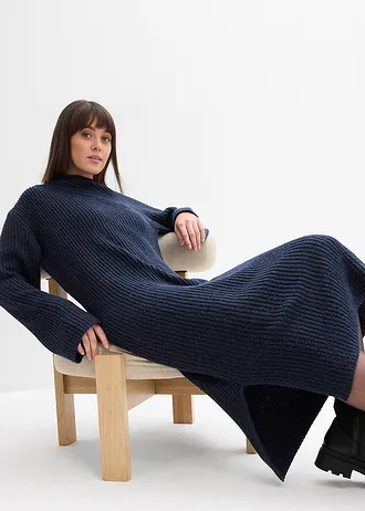 Žebrované pletené šaty • tmavě modrá • bonprix obchod