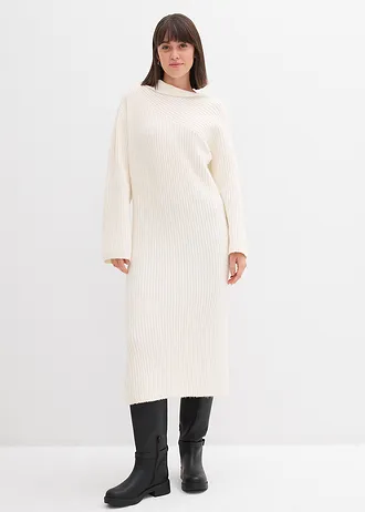 Robe en maille côtelée, Couleur: blanc nacré
