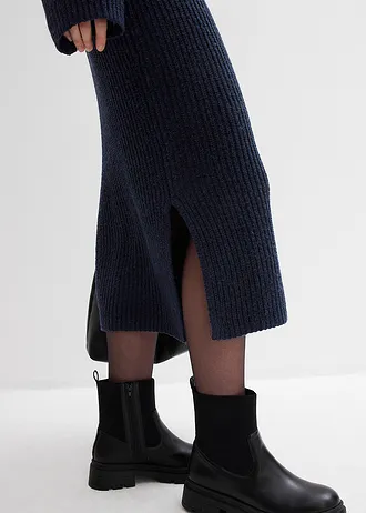 Robe en maille côtelée • bleu foncé • Boutique bonprix