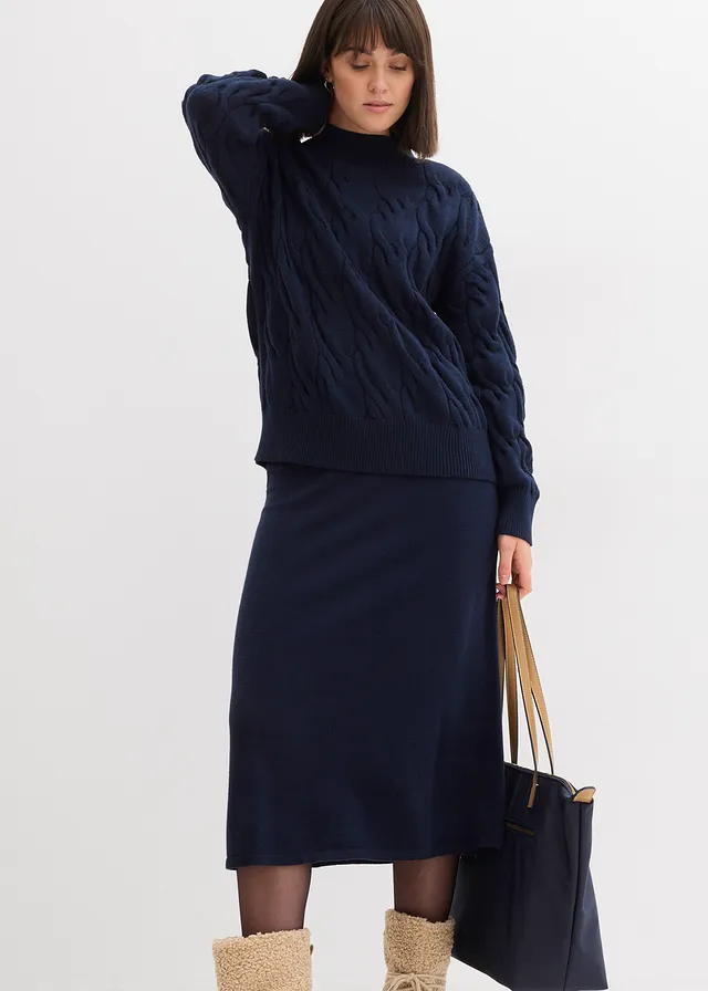 Pulover oversize din amestec moale cu viscoză • bleumarin • magazin bonprix