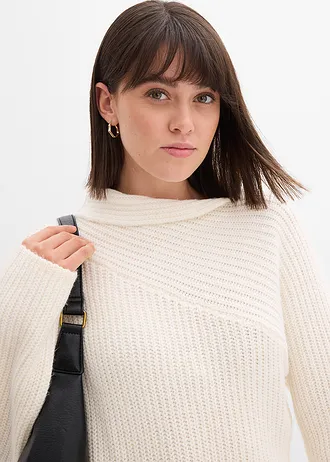 Pletené šaty, vrúbkované • perlovo biela • obchod bonprix