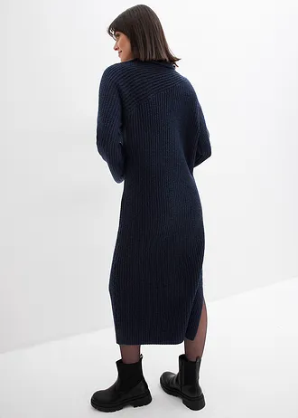 Rochie tricotată cu model ripsat • bleumarin • magazin bonprix