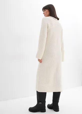 Geribde, gebreide jurk • parelwit • bonprix online shop