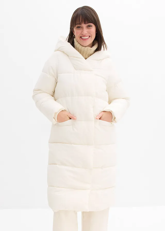 Oversized, gewatteerde jas, Kleur: parelwit