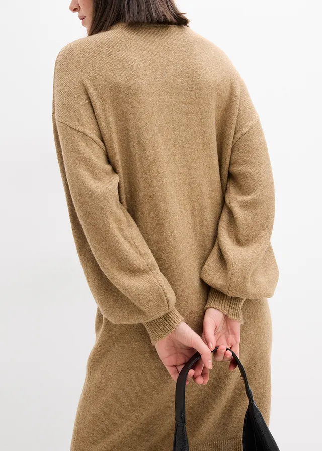 Pletené šaty, melírované • svetlá khaki • obchod bonprix