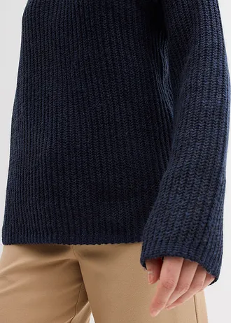 Žebrovaný oversize svetr • tmavě modrá • bonprix obchod