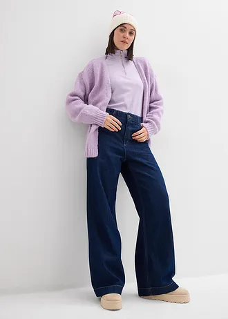 Oversized grof gebreid vest, Kleur: zacht lila