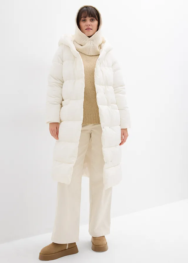 Oversized, gewatteerde jas, Kleur: parelwit