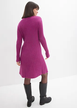 Robe courte en maille douce • fuchsia foncé • Boutique bonprix