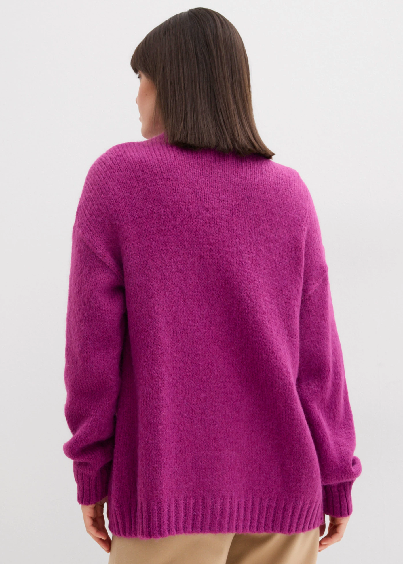 Oversize kabátek ze silnější pleteniny • tmavě fuchsiová • bonprix obchod