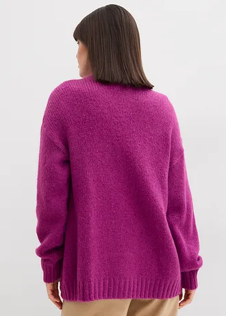 Jachetă oversize din tricot cu ochiuri mari • fucsia închis • magazin bonprix