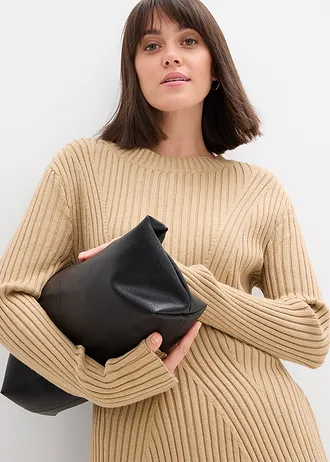 Pletené šaty, mini, z jemného viskózového mixu • svetlá khaki • obchod bonprix