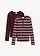 T-shirt manches longues en coton côtelé extensible, Couleur: bordeaux uni + bordeaux-écru rayé