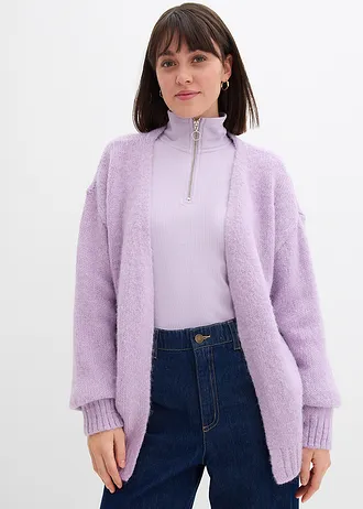 Oversized grof gebreid vest, Kleur: zacht lila