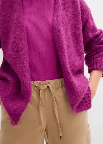 Jachetă oversize din tricot cu ochiuri mari • fucsia închis • magazin bonprix