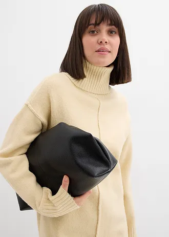 Rochie tricotată cu cusătură decorativă • bej nisipiu mat melanj • magazin bonprix