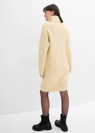 Rochie tricotată cu cusătură decorativă • bej nisipiu mat melanj • magazin bonprix