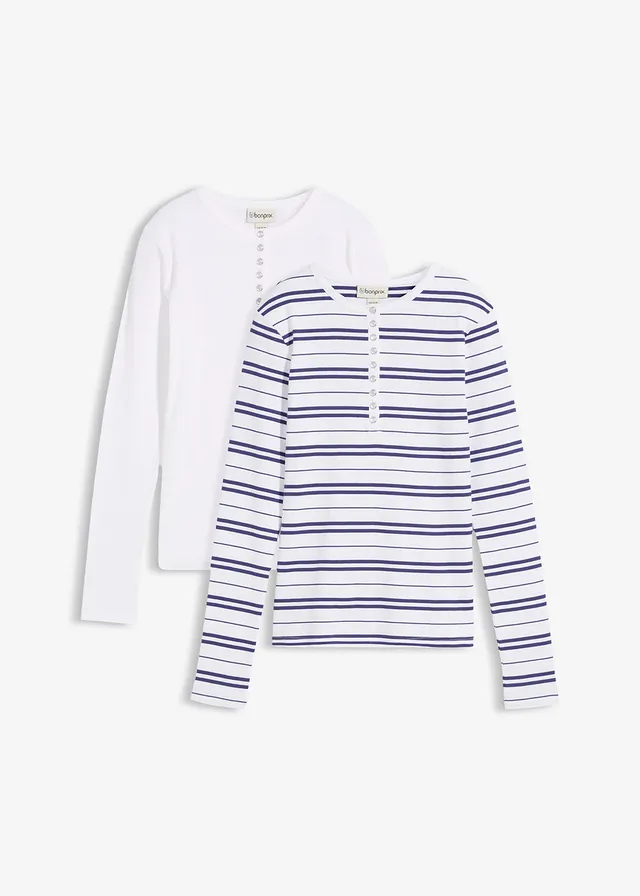 Bluză ripsată cu mâneci lungi din material cu bumbac organic