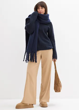 Sweter oversize w prążek • ciemnoniebieski • sklep bonprix