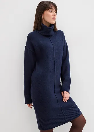 Rochie tricotată cu cusătură decorativă • bleumarin melanj • magazin bonprix