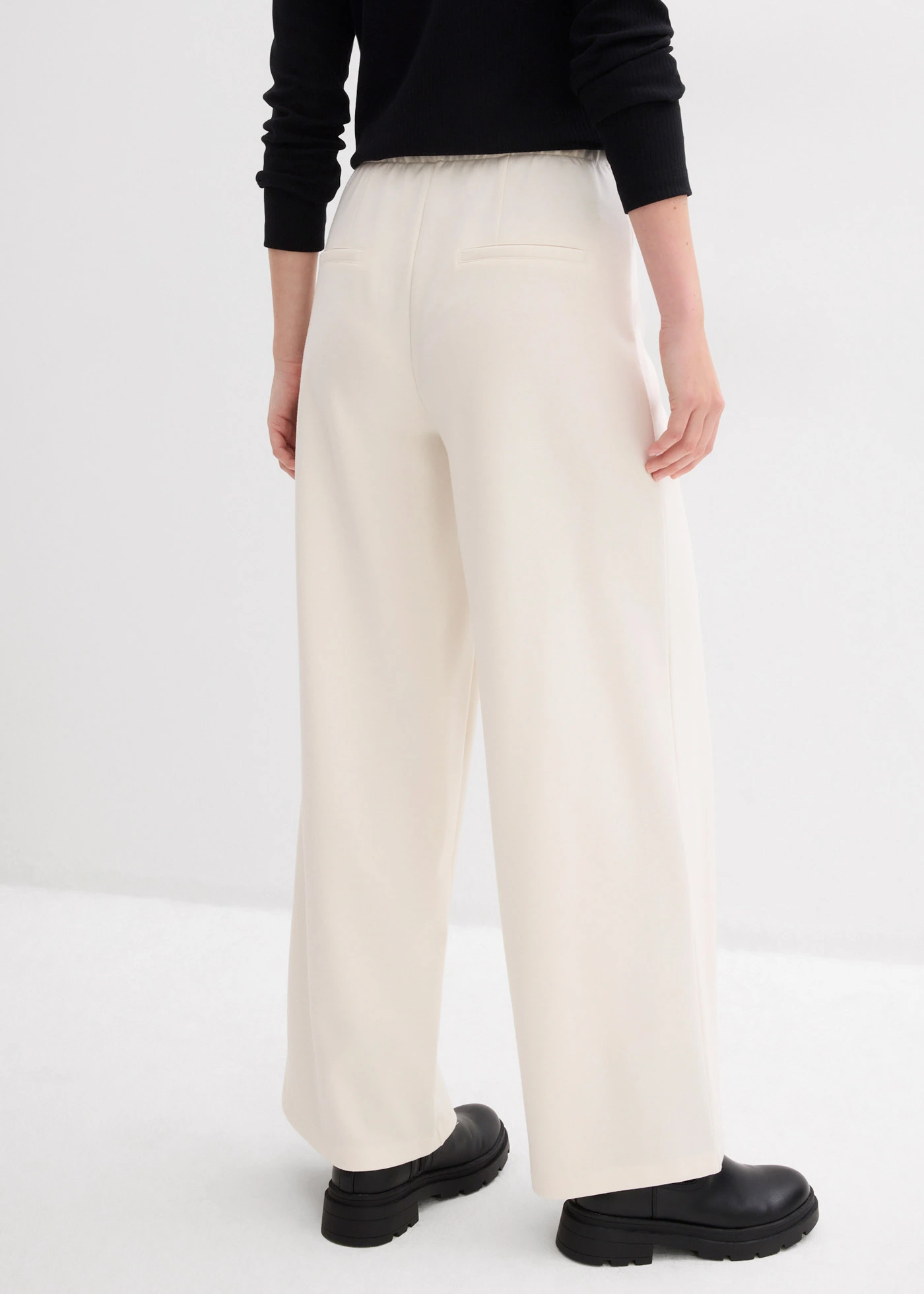 Pantaloni Marlene din material Punto di Roma • alb perlat • magazin bonprix