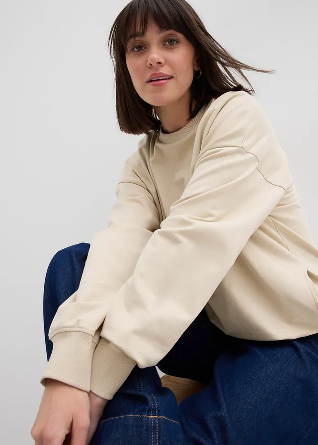 Bluză casual oversize • bej nisipiu mat • magazin bonprix