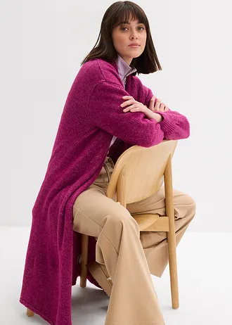 Mantou lung tricotat cu aspect Hairy • fucsia închis • magazin bonprix