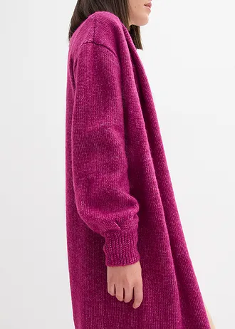 Mantou lung tricotat cu aspect Hairy • fucsia închis • magazin bonprix